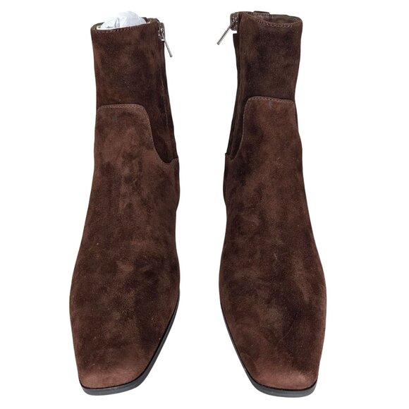 NWT Steve Madden Dusty Square Toe Zippered Boots Chocolate Brown Suede - Picture 3 of 7